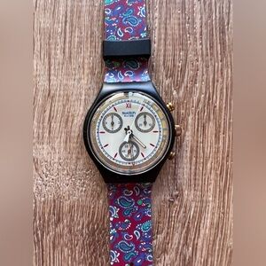 Vintage Swatch Multicolor Paisley chrono award 1992 scb108